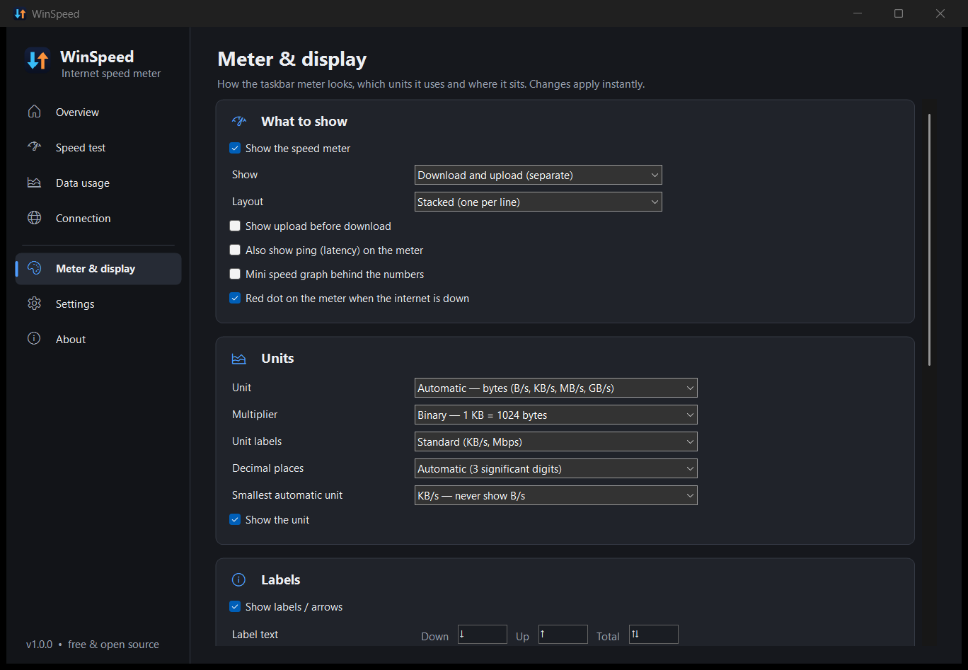 Meter & display settings